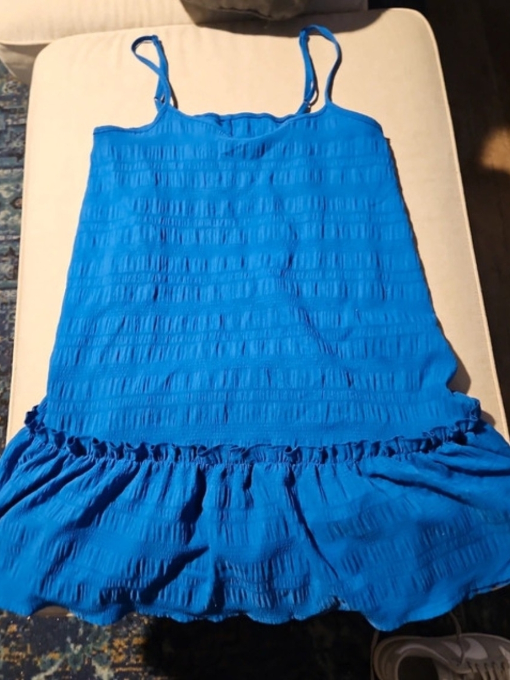 SHEIN Bright Blue Smocked Ruffle Camisole Dress